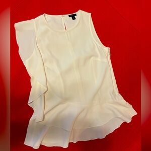ANN TAYLOR Petite Sleeve-Less Off-White Blouse